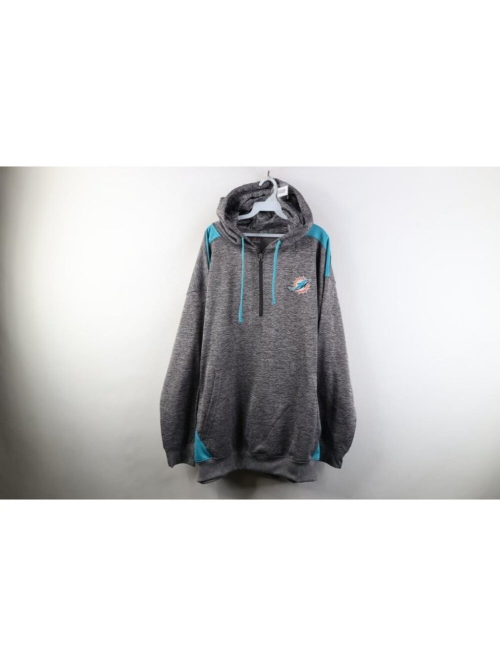 Majestic Mens 3XL Miami Dolphins Football Half Zip Pullover Hoodie Sweatshirt